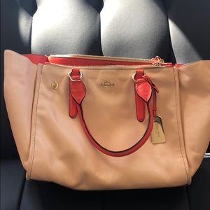Coach leather orange shoulder bag